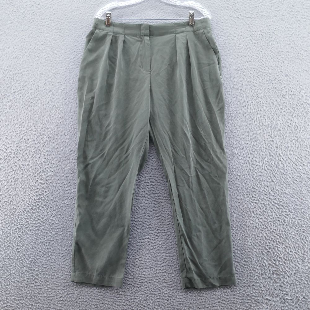 Chicos Womens‎ Soft Skimmer Pants 1.5 Size 10 Green Pleated High Rise Lyocell